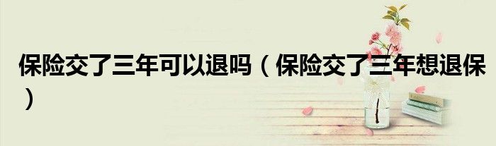 保险交了三年可以退吗(保险交了三年想退保)
