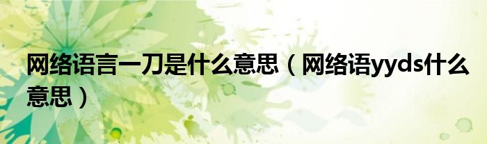 网络语言一刀是什么意思(网络语yyds什么意思)