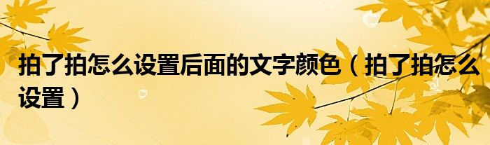 拍了拍怎么设置后面的文字颜色(拍了拍怎么设置)