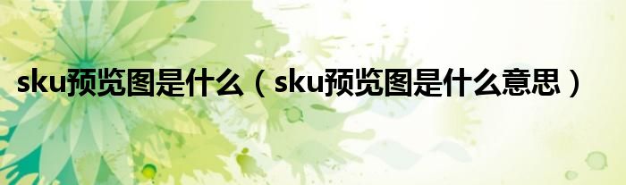 sku预览图是什么(sku预览图是什么意思)