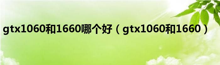 gtx1060和1660哪个好(gtx1060和1660)