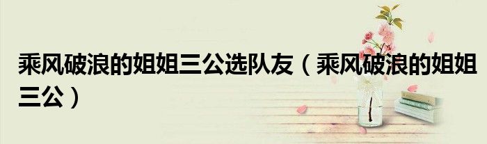 乘风破浪的姐姐三公选队友(乘风破浪的姐姐三公)
