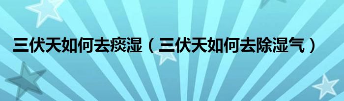 三伏天如何去痰湿(三伏天如何去除湿气)