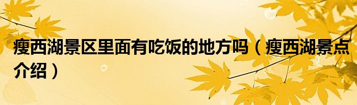 瘦西湖景区里面有吃饭的地方吗(瘦西湖景点介绍)