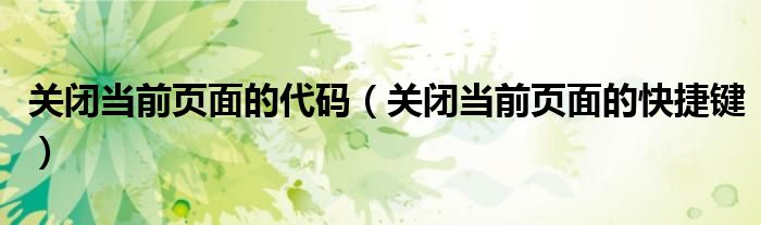 关闭当前页面的代码(关闭当前页面的快捷键)