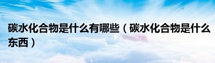 碳水化合物是什么有哪些(碳水化合物是什么东西)