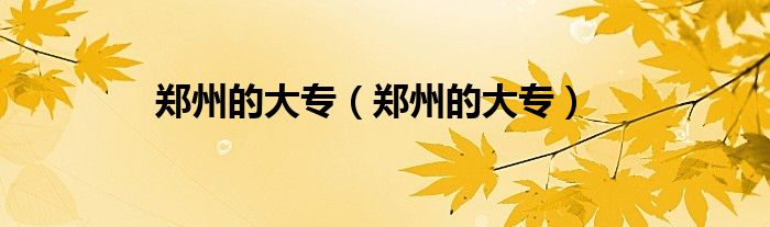 郑州的大专(郑州的大专)