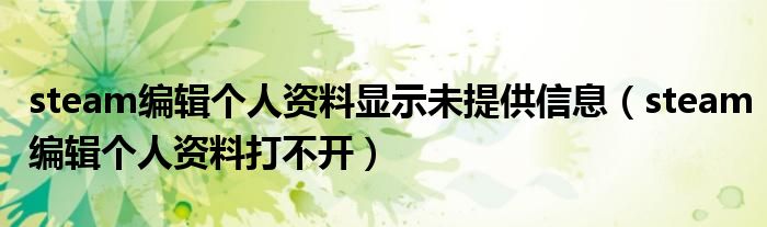 steam编辑个人资料显示未提供信息(steam编辑个人资料打不开)