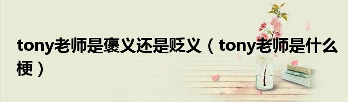 tony老师是褒义还是贬义(tony老师是什么梗)