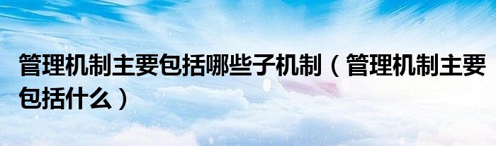 管理机制主要包括哪些子机制(管理机制主要包括什么)
