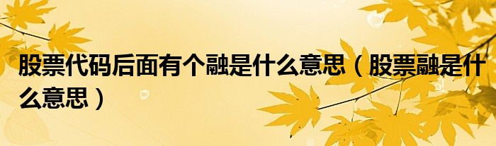 股票代码后面有个融是什么意思(股票融是什么意思)
