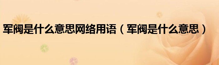 军阀是什么意思网络用语(军阀是什么意思)