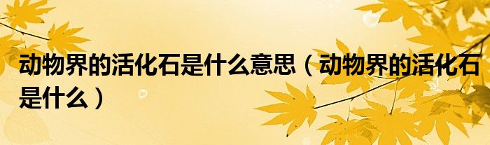 动物界的活化石是什么意思(动物界的活化石是什么)