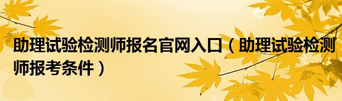 助理试验检测师报名官网入口(助理试验检测师报考条件)