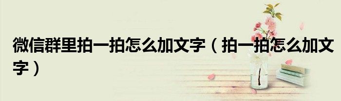 微信群里拍一拍怎么加文字(拍一拍怎么加文字)