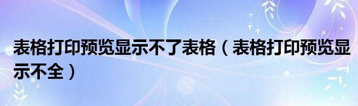 表格打印预览显示不了表格(表格打印预览显示不全)
