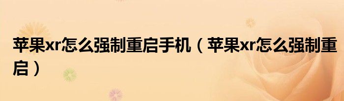 苹果xr怎么强制重启手机(苹果xr怎么强制重启)