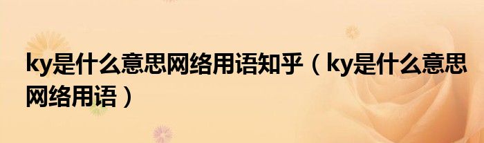 ky是什么意思网络用语知乎(ky是什么意思网络用语)