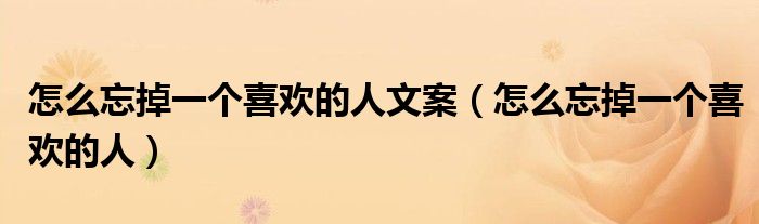 怎么忘掉一个喜欢的人文案(怎么忘掉一个喜欢的人)