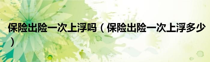 保险出险一次上浮吗(保险出险一次上浮多少)