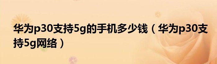 华为p30支持5g的手机多少钱(华为p30支持5g网络)