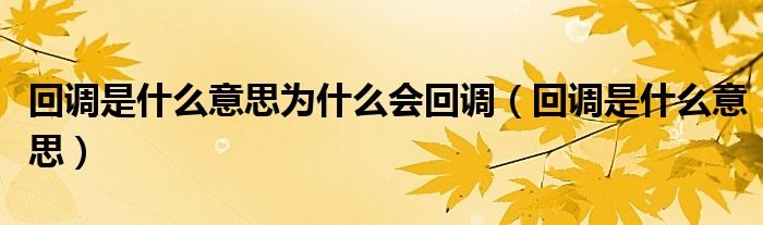回调是什么意思为什么会回调(回调是什么意思)