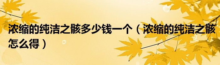 浓缩的纯洁之骸多少钱一个(浓缩的纯洁之骸怎么得)