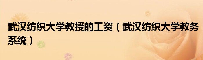 武汉纺织大学教授的工资(武汉纺织大学教务系统)