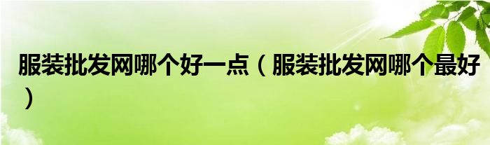 服装批发网哪个好一点(服装批发网哪个最好)