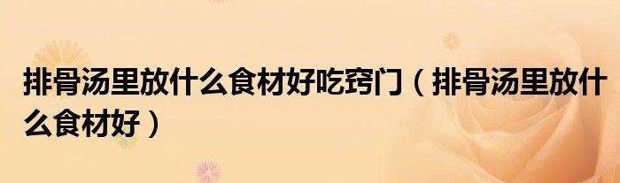 排骨汤里放什么食材好吃窍门(排骨汤里放什么食材好)