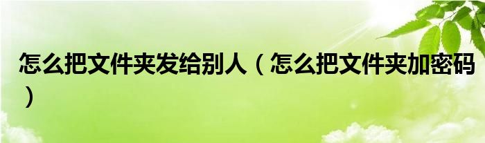 怎么把文件夹发给别人(怎么把文件夹加密码)