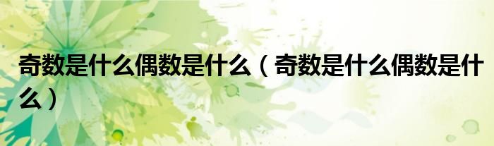 奇数是什么偶数是什么(奇数是什么偶数是什么)