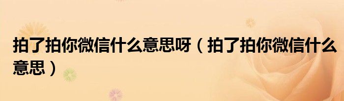 拍了拍你微信什么意思呀(拍了拍你微信什么意思)