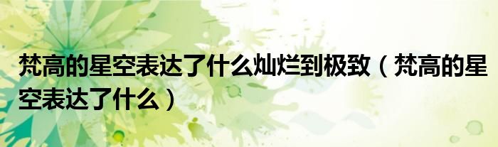 梵高的星空表达了什么灿烂到极致(梵高的星空表达了什么)