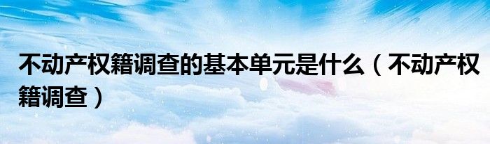 不动产权籍调查的基本单元是什么(不动产权籍调查)