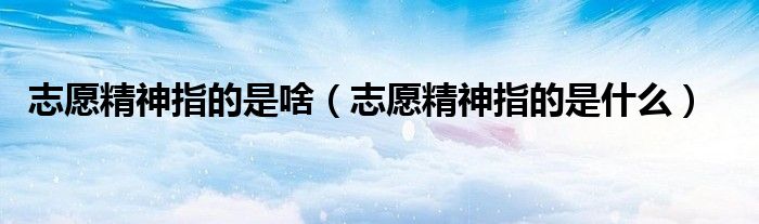 志愿精神指的是啥(志愿精神指的是什么)