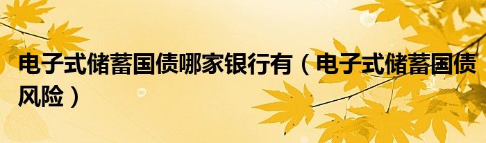 电子式储蓄国债哪家银行有(电子式储蓄国债风险)