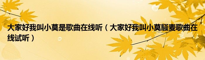 大家好我叫小莫是歌曲在线听(大家好我叫小莫騒麦歌曲在线试听)