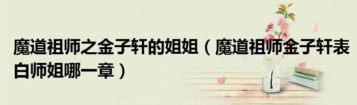 魔道祖师之金子轩的姐姐(魔道祖师金子轩表白师姐哪一章)