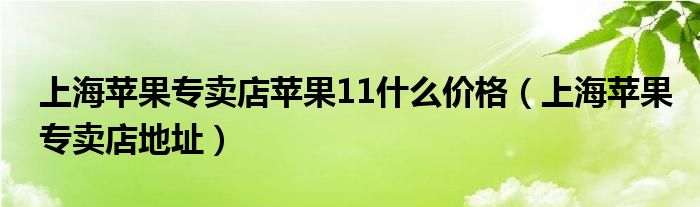 上海苹果专卖店苹果11什么价格(上海苹果专卖店地址)