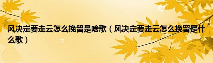 风决定要走云怎么挽留是啥歌(风决定要走云怎么挽留是什么歌)