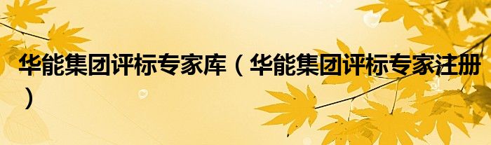 华能集团评标专家库(华能集团评标专家注册)