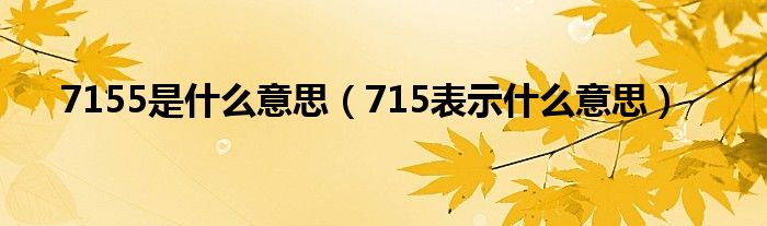 7155是什么意思(715表示什么意思)
