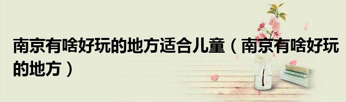 南京有啥好玩的地方适合儿童(南京有啥好玩的地方)