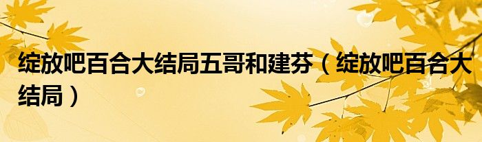 绽放吧百合大结局五哥和建芬(绽放吧百合大结局)