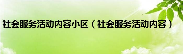 社会服务活动内容小区(社会服务活动内容)