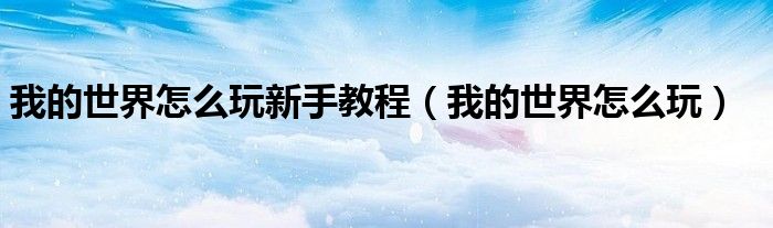 我的世界怎么玩新手教程(我的世界怎么玩)
