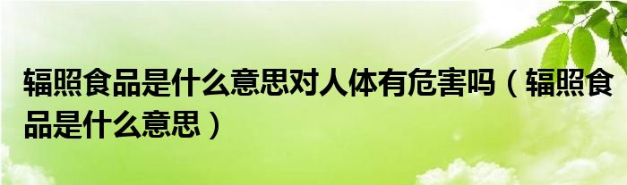 辐照食品是什么意思对人体有危害吗(辐照食品是什么意思)