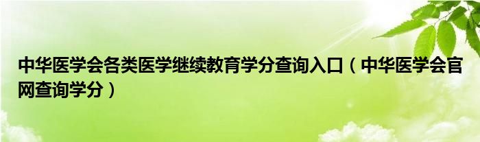中华医学会各类医学继续教育学分查询入口(中华医学会官网查询学分)