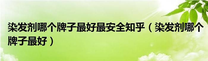 染发剂哪个牌子最好最安全知乎(染发剂哪个牌子最好)